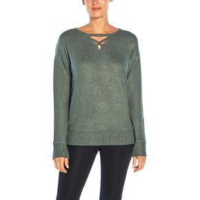 سويت شيرت نسائي من Balance Collection برقبة على شكل حرف V من Enza Criss Cross