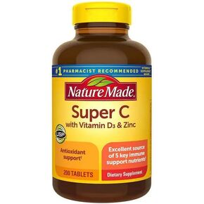 Nature Mades Super C with Vitamin D3 and Zinc, 200 Tablets Bundle - Adult Multi & Letter Vitamins Herbals & Dietary Supplements for Immune System Health