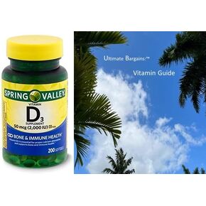 Spring Health Vitamin D3 2000iu Softgels (50 mcg) Spring Valley - Bone & Immune Health - 200 Count + Your Vitamin Guide©