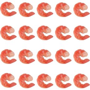 Luckforst Artificial Cooked Shrimp Models 20 Pcs Realistic Cooked Shrimp Lifelike Fake Food Shrimps Model for Home Kitchen Restaurant Display Party Photo Props