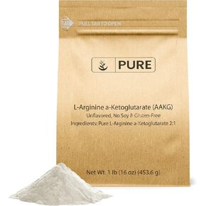PURE ORIGINAL INGREDIENTS L-Arginine a-Ketoglutarate (AAKG) Powder, 1 lb, Unflavored, Non-GMO, Resealable & Eco-Friendly Packaging