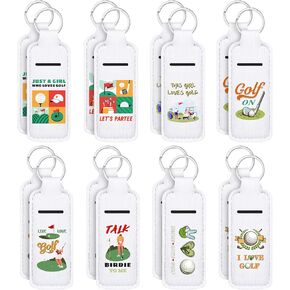 16 Pcs Thanksgiving Golf Gift for Women Golf Lipstick Holder Keychain Golf Clip-on Lipstick Holder Pocket Lip Gloss Sleeve Pouch with Key Ring Golf Accessories for Christmas Birthday Gifts