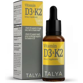 TALYA Vitamin D3 & K2 | Liquid Vitamin D3 with K2 Drops | 1000 IU | Immune Support - Helps Support Strong Bones & Healthy Heart | Non-GMO | Vegan | 60 Servings, 0.34 fl.oz