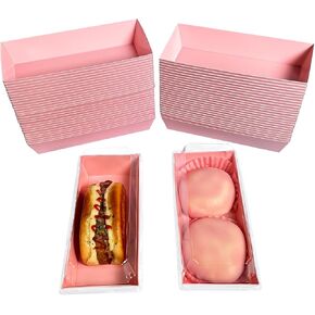 صندوق فطائر مستطيل باللون الوردي مقاس 7.5 بوصة من CHERRY مع أغطية آمنة شفافة، وصناديق آمنة للمخبز مقاس 7.5 × 3.3 بوصة للأغذية وصناديق الحلوى الصغيرة التي يمكن التنقل بها، وحاوية شريحة كعكة ساندويتش من صندوق الورق in Kuwait