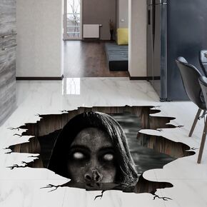 3D Halloween Floor Wall Decals, Removable Ghost Halloween Wall Stickers Decorations, Scary Halloween Decals for Walls Decor Decorations for Bedroom, Halloween Window Clings for Glass Windows