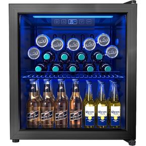 Beverage Refrigerator and Cooler, 3.2 Cu.Ft Mini Fridge with Glass Door for Soda Beer or Wine, Freestanding Small Drink Dispenser, Digital Temperature Control, Home, Bar, Office.