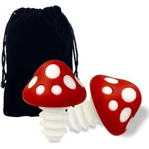Red Mushroom Wine Stoppers Mushroom-Shaped Bottle Plug Wine Bottle Stoppers Wine Accessories Kitchen Gadgets Kitchen Gift Set Creative Gifts Halloween Mushroom Decoration-2pcs Bottle Stoppers