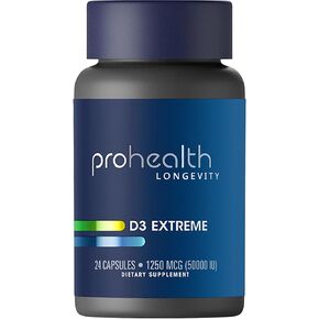 ProHealth Vitamin D3 Extreme (50,000 IU, 24 Capsules) Helps Boost and Support Healthy Bones and The Immune System | Gluten Free | Soy Free
