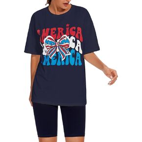 BEGOING American Flag Shirts USA 2 Piece Shorts Outfits Women Patriotic Summer Matching Set Apparel