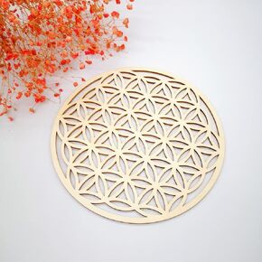 8’’ Wooden Crystal Grid Sacred Geometry Meditation's Cube Witchcraft，Grids for Crystal ,Decor Positive Energy Decor，Various Patterns are Available (8" Flower of Life)