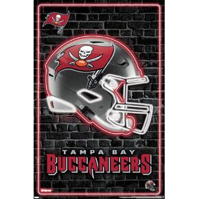 Trends International NFL Tampa Bay Buccaneers - Neon Helmet 23 Wall Poster, 34L x 22.4W, Silver Framed Version