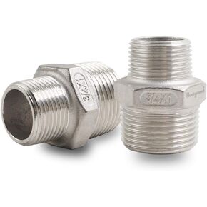 male thread reducer, stainless steel 304 hex pipe fitting, npt 1" to NPT 3/4" adapter, 1-1/4 to 1 inch o.d. water connector (Pack of 2)