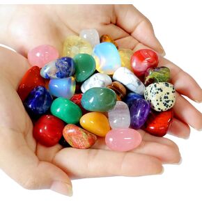 38pcs Polished Stone Set Tumbled Stones,Natural Polished Stone for Meditation,Energy Crystal Healing,Reiki Gift,Chakra Stones and Home Decor(0.6-0.8") in Saudi Arabia