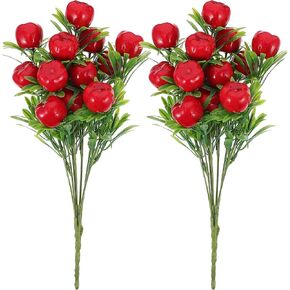 PRETYZOOM 2pcs Decor Vase Ornament Artificial Flower Bundles Fake Fruit Branches Artificial Apples Branch Fake Fruits Branches Simulated Apples Branches Plastic Apples Branches Red