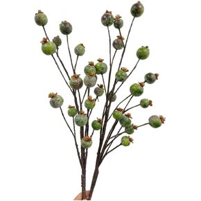 2pcs Poppy Fruit Decor Fake Fruit Branch Artificial Poppy Fruit Ball 29" Tall, for Thanksgiving Table Decor,Christmas Home Decoration Wedding Bouquets Floral Arrangements (Brown)