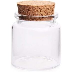 luzen 1Pc 50ml Empty Clear Glass Bottles Vials Jars with Cork Stoppers Message Wishing Bottle Little Empty Storage Jars Container, 50mm Tall X 47mm Diameter, Containers for Household Use
