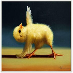 Stupell Industries Yoga Chicks Triangle Pose Funny Farm Animal Painting, Design by Lucia Heffernan Wall Plaque, 12 x 12, Yellow