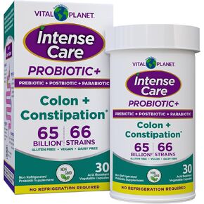 Vital Planet - Intense Care Colon & Constipation Probiotics Plus Prebiotics, Postbiotics, Parabiotics, Complete 4-in-1 Health Supplement for Adults, 65 Billion CFU, 66 Strains, 30 ct