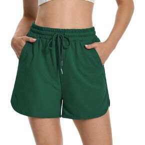 Womens Casual Sweat Shorts Curvy Hem Summer Cotton Lounge Shorts Drawstring Jersey Athletic Workout Shorts with Pockets