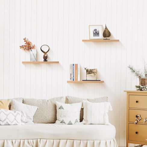 Floating Shelves for Wall - Set of 3 Wood Wall Shelves for Bedroom,Living Room,Bathroom Kitchen Storage,16" White Shelf for Wall Decor in Saudi Arabia