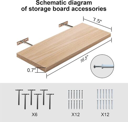 Floating Shelves for Wall - Set of 3 Wood Wall Shelves for Bedroom,Living Room,Bathroom Kitchen Storage,16" White Shelf for Wall Decor in Saudi Arabia