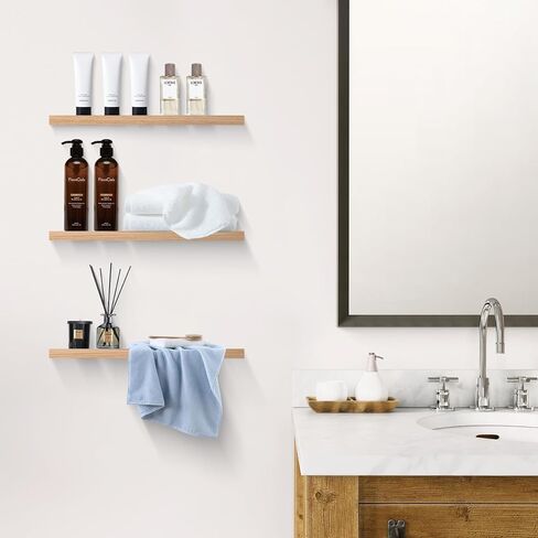 Floating Shelves for Wall - Set of 3 Wood Wall Shelves for Bedroom,Living Room,Bathroom Kitchen Storage,16" White Shelf for Wall Decor in Saudi Arabia