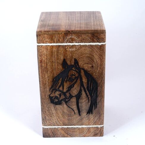 Hardwood Cremation Urns for Human Ashes Adult Large - Wooden Burial Urn for Columbarium - Funeral Urn Box (Horse, 250 Cubic Inches - MW) in Saudi Arabia