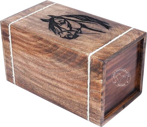 Hardwood Cremation Urns for Human Ashes Adult Large - Wooden Burial Urn for Columbarium - Funeral Urn Box (Horse, 250 Cubic Inches - MW) in Saudi Arabia