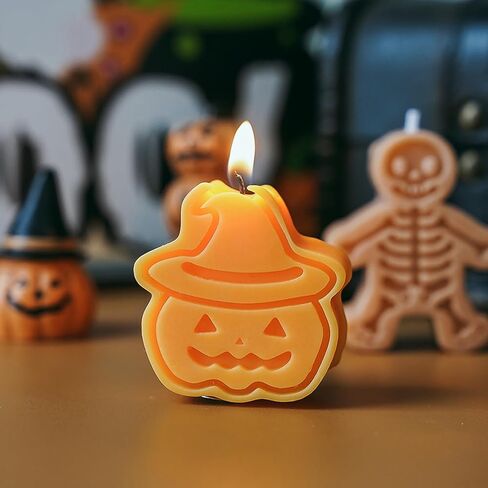 مجموعة الشموع المعطرة للهالوين، 4 عبوات 110 جرام مصنوعة يدويًا من شمع الصويا وشمع اليقطين شبح هيكل عظمي على شكل خفاش شموع تزيينية لدعامة صور الطاولة، هدية مثالية لتزيين حفلات عيد جميع القديسين in Kuwait