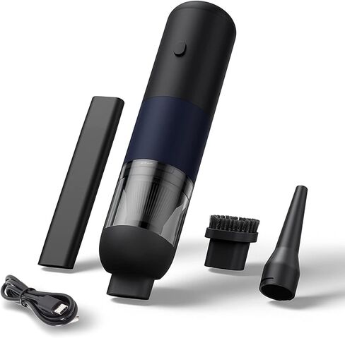 مكنسة كهربائية صغيرة محمولة، مكنسة كهربائية صغيرة محمولة باليد قابلة لإعادة الشحن عبر USB، أداة إزالة الغبار ومنفاخ 2 في 1، لغبار سطح المكتب، وشعر الحيوانات الأليفة، ولوحة المفاتيح، والجزء الداخلي للسيارة (أسود وأزرق) in Saudi Arabia
