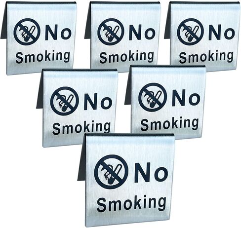 لافتة خيمة طاولة ممنوع التدخين من الفولاذ المقاوم للصدأ لمكاتب المطاعم والفنادق، 6 عبوات مقاس 2 × 2 بوصة in Kuwait