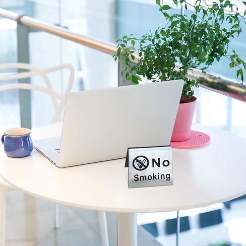لافتة خيمة طاولة ممنوع التدخين من الفولاذ المقاوم للصدأ لمكاتب المطاعم والفنادق، 6 عبوات مقاس 2 × 2 بوصة in Kuwait