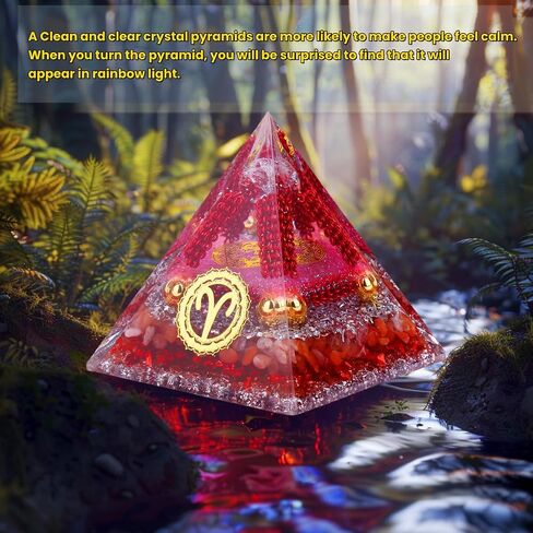 Horoscope Orgone Pyramid, Empower Your Aries Spirit, Red Jasper Orgone Pyramid - Chakra Reiki Healing for Inner Strength, Confidence and Resilience and Lucky Energy Home Decor, Birthday Gift in Saudi Arabia