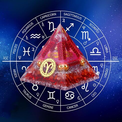 Horoscope Orgone Pyramid, Empower Your Aries Spirit, Red Jasper Orgone Pyramid - Chakra Reiki Healing for Inner Strength, Confidence and Resilience and Lucky Energy Home Decor, Birthday Gift in Saudi Arabia