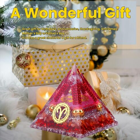 Horoscope Orgone Pyramid, Empower Your Aries Spirit, Red Jasper Orgone Pyramid - Chakra Reiki Healing for Inner Strength, Confidence and Resilience and Lucky Energy Home Decor, Birthday Gift in Saudi Arabia