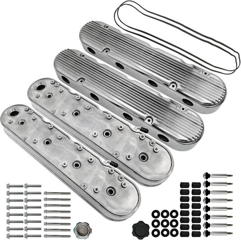 Black Finned Aluminum Valve Covers w/Coil Mounts & Cover Compatible with LS1 LS2 LS3 LS6 LS7 Chevy Small Block V8 293 325 364 376 427 in Saudi Arabia