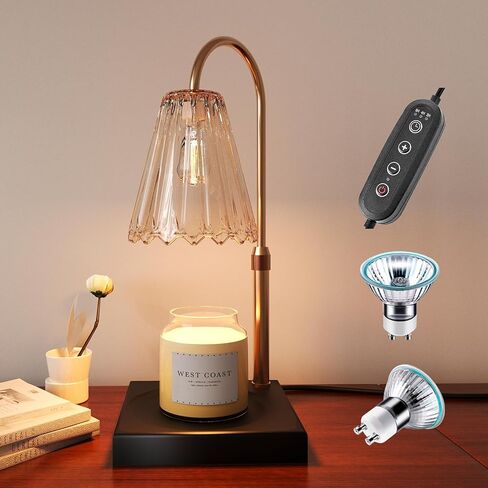 Candle Warmer Lamp, Electric Candle Lamp Warmer with Timer, Dimmable Candle Warmer Lamp for Jar Candles with 2 Bulbs, Height Adjustable Electric Melter, Home Decor and Gift for Mom in Saudi Arabia