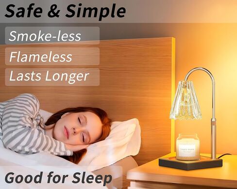 Candle Warmer Lamp, Electric Candle Lamp Warmer with Timer, Dimmable Candle Warmer Lamp for Jar Candles with 2 Bulbs, Height Adjustable Electric Melter, Home Decor and Gift for Mom in Saudi Arabia