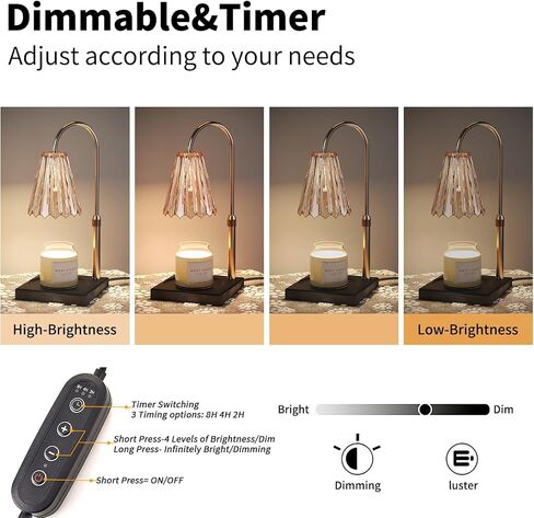 Candle Warmer Lamp, Electric Candle Lamp Warmer with Timer, Dimmable Candle Warmer Lamp for Jar Candles with 2 Bulbs, Height Adjustable Electric Melter, Home Decor and Gift for Mom in Saudi Arabia