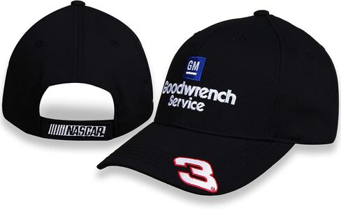 Dale Earnhardt Sr #3 on Brim GM Goodwrench Service Plus قبعة ناسكار الراعي للبالغين باللون الأسود بالكامل in Saudi Arabia