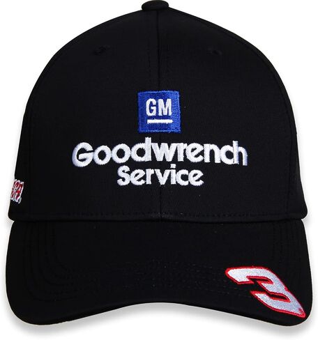Dale Earnhardt Sr #3 on Brim GM Goodwrench Service Plus قبعة ناسكار الراعي للبالغين باللون الأسود بالكامل in Saudi Arabia