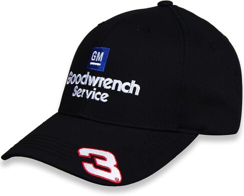Dale Earnhardt Sr #3 on Brim GM Goodwrench Service Plus قبعة ناسكار الراعي للبالغين باللون الأسود بالكامل in Saudi Arabia