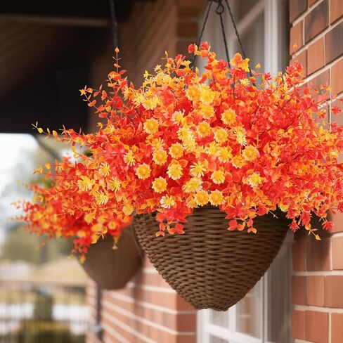 TYL&TYS Artificial Fall Flowers for Outdoors Fake Flowers, 12 Bundles Fake Mums UV Resistant Shrubs, Indoor Outside Courtyards Wedding Home Vase Door Porch Farmhouse Decorations in Saudi Arabia