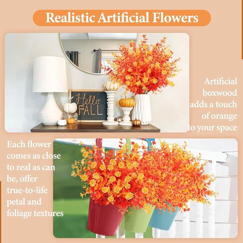 TYL&TYS Artificial Fall Flowers for Outdoors Fake Flowers, 12 Bundles Fake Mums UV Resistant Shrubs, Indoor Outside Courtyards Wedding Home Vase Door Porch Farmhouse Decorations in Saudi Arabia