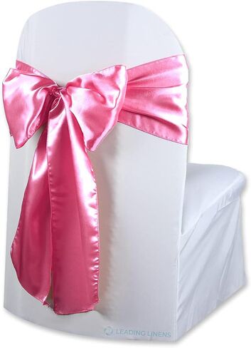 Sparkles Make It Special 200 pcs Satin Chair Cover Bow Sash - Hot Pink - Wedding Party Banquet Reception - 28 Colors Available in Saudi Arabia