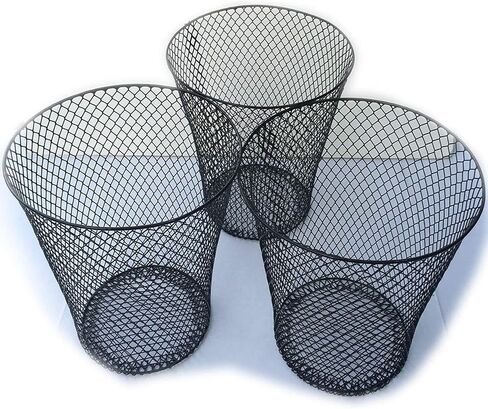 Wire Mesh Round Waste Basket | Trash Can Mesh Round Open Top Wastebasket | Recycling Bins Garbage Waste Baskets | Wire Mesh Desk Trash Can | 3-Pack Office Trash Cans (White) in Saudi Arabia
