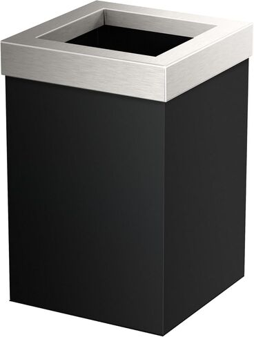Gatco 1915, Modern Square Stainless Steel Waste Basket, Matte Black, 3.2 gallons , 11.88"H in Saudi Arabia