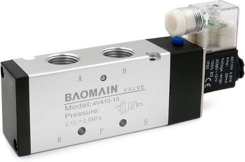 Baomain 4V410-15 Pneumatic Solenoid Air Valve AC110V 5 Way 2 Position PT1/2" Internally Piloted Acting Type Single Electrical Control in Saudi Arabia