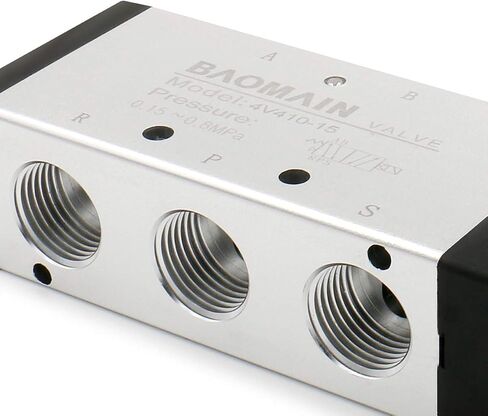 Baomain 4V410-15 Pneumatic Solenoid Air Valve AC110V 5 Way 2 Position PT1/2" Internally Piloted Acting Type Single Electrical Control in Saudi Arabia