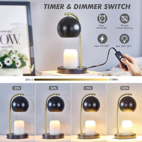 مصباح تدفئة الشموع الزجاجي، سخان شموع كهربائي مع مؤقت وشمع خافت يذوب أكثر دفئًا لبرطمانات الشموع، هدية مثالية، ديكور منزلي لغرفة النوم، سخان شموع معطرة بدون لهب مع مصباحين in Kuwait